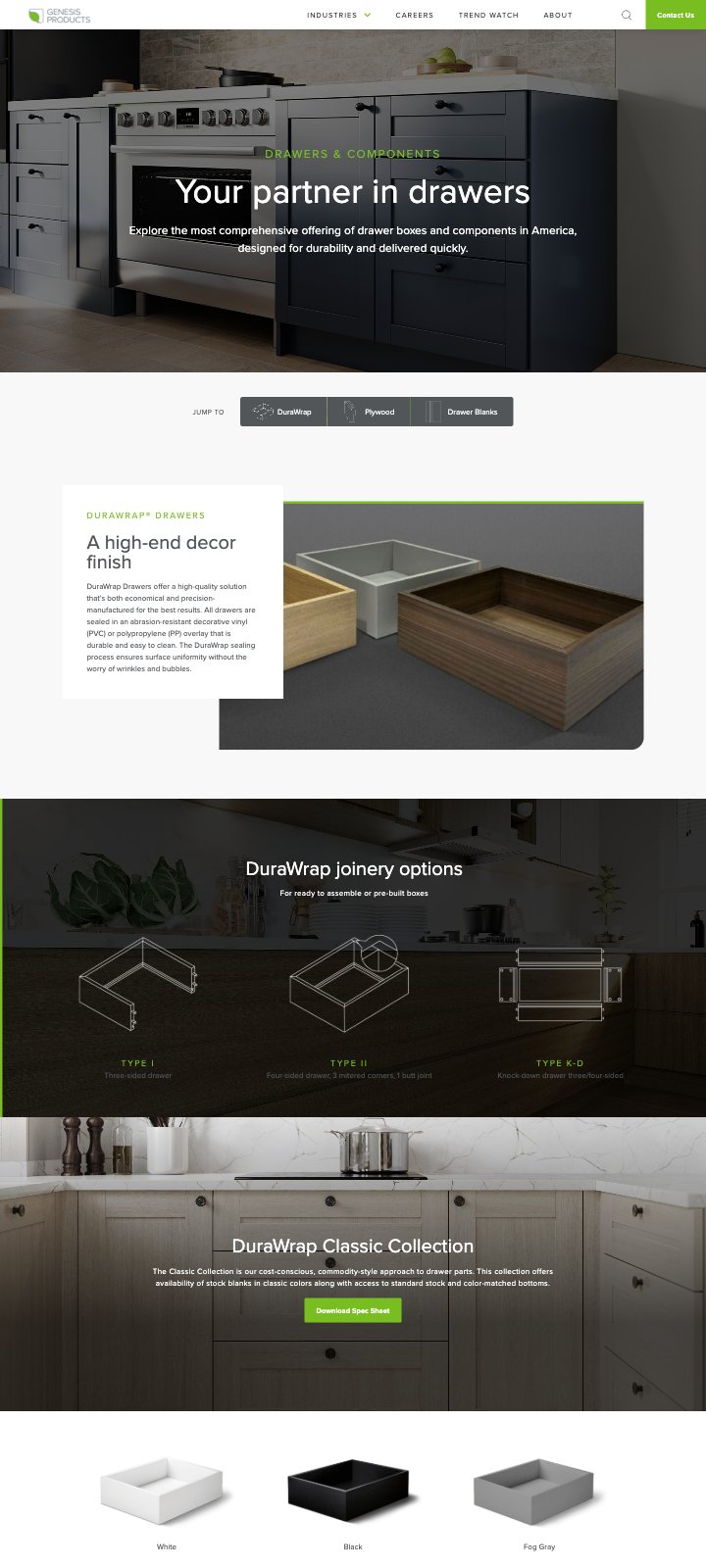 Drawers product page template